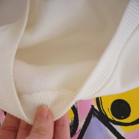 Zara Pink Panther Collab White Pink Paint Splatter Crewneck Sweater S - Picture 12 of 12